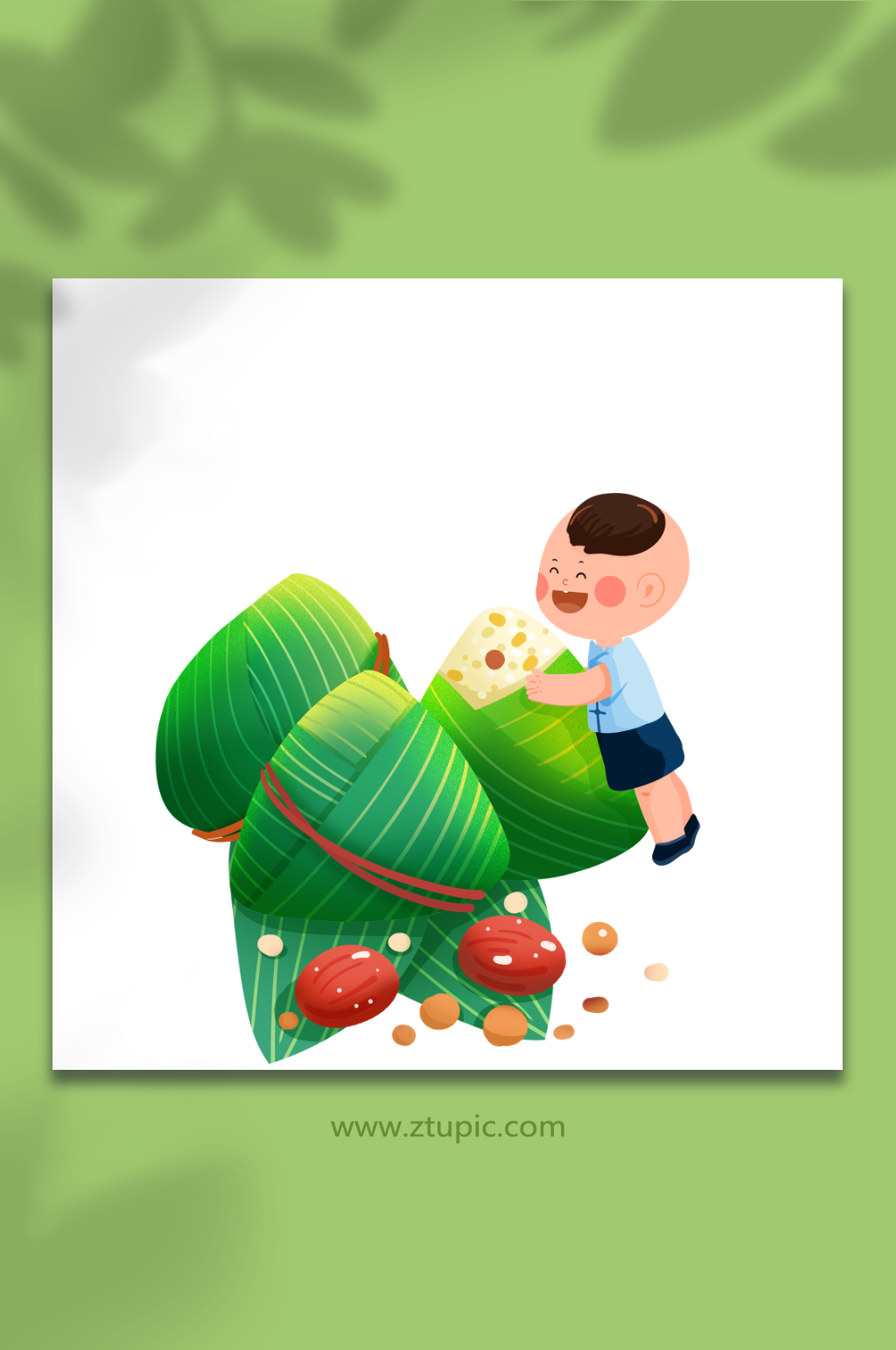 小孩和粽子端午節(jié)人物元素插畫素材