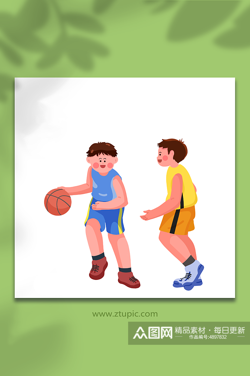 打篮球运动人物元素插画素材