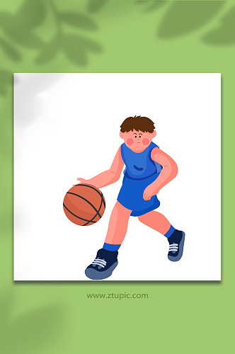 篮球运动运球人物元素插画
