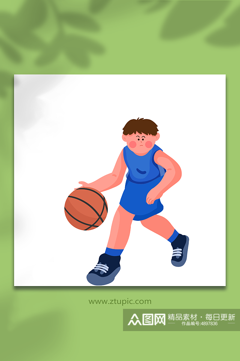 篮球运动运球人物元素插画素材