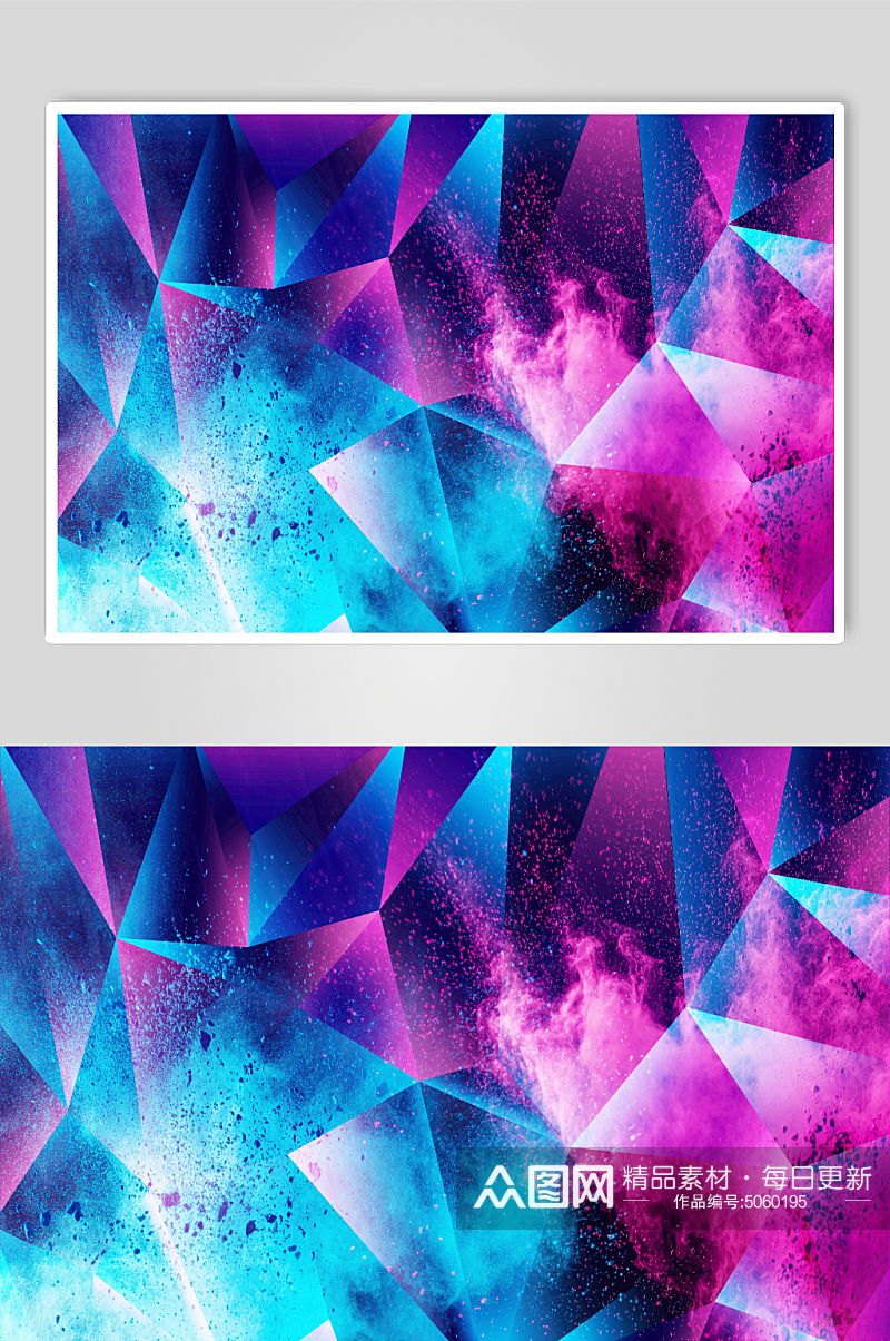 蓝紫炫丽多边形几何海报背景素材