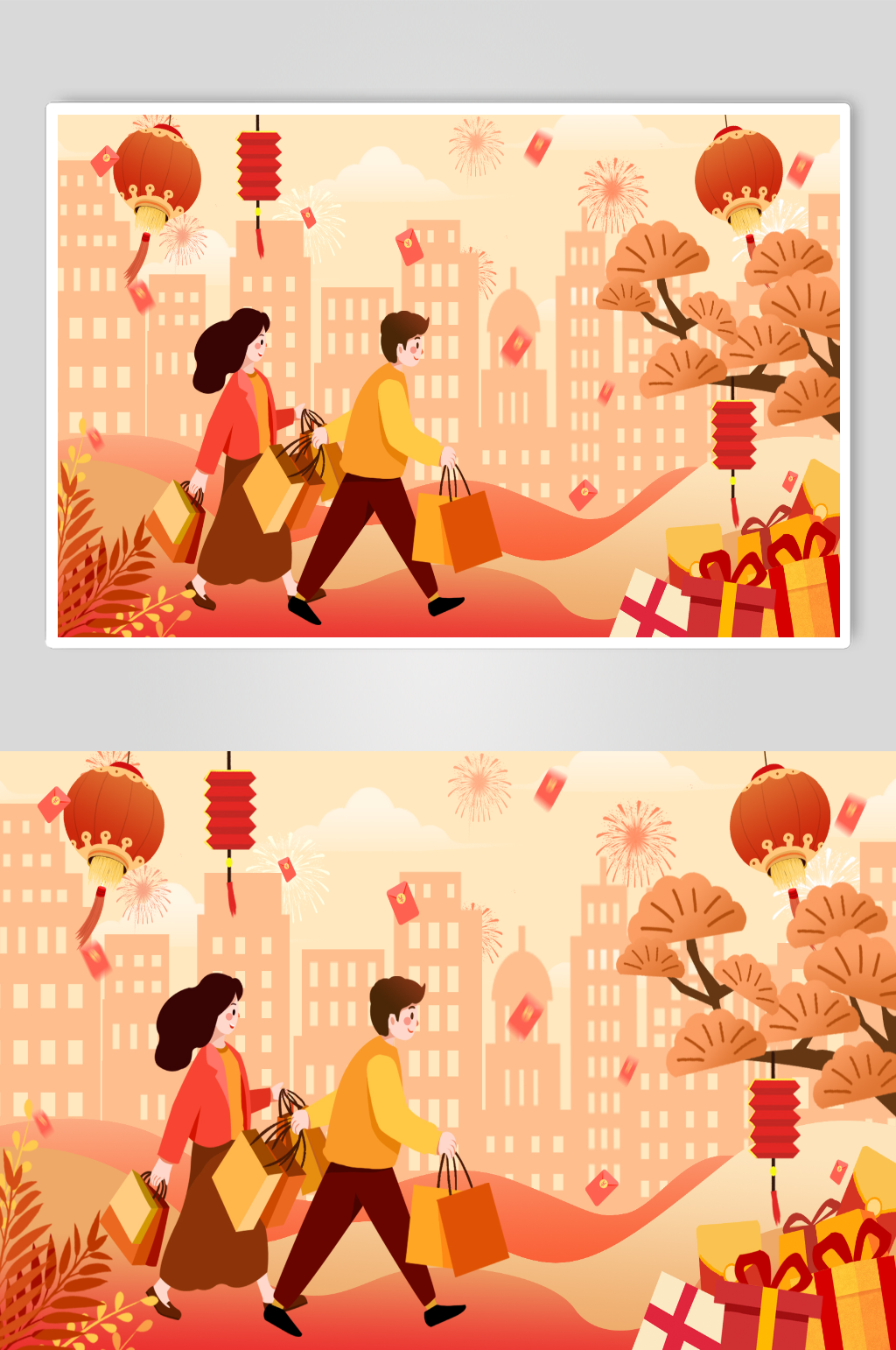 中国风新年元旦红包横幅素材