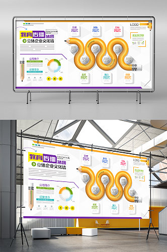 教育传播集团立体文化墙展板展架