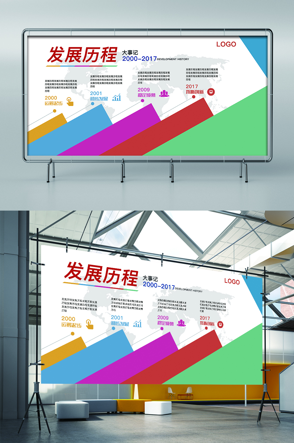 企业发展历程大事记展板展架素材