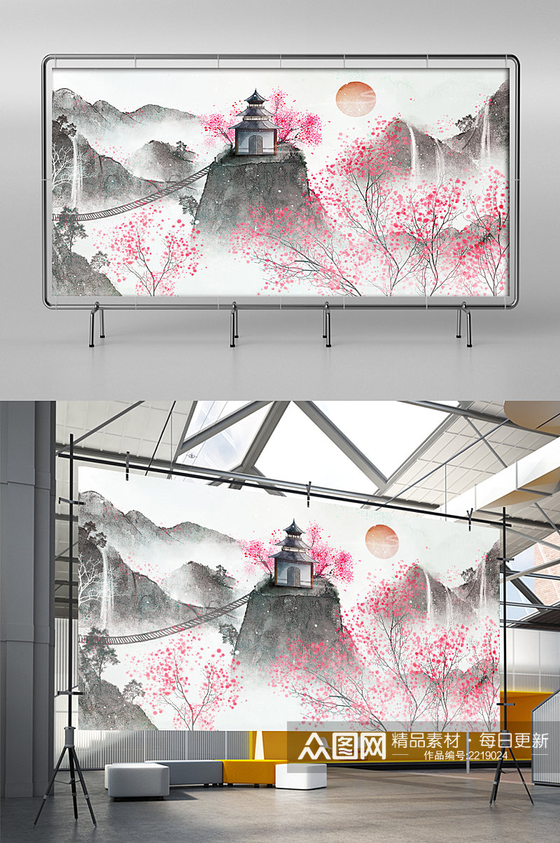 古风中国风背景墙展板展架素材