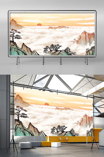 中国风背景墙创意大气展板展架