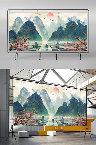 中国风背景墙古风展板展架