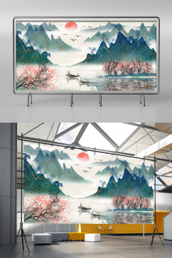中国风中式背景墙展板展架