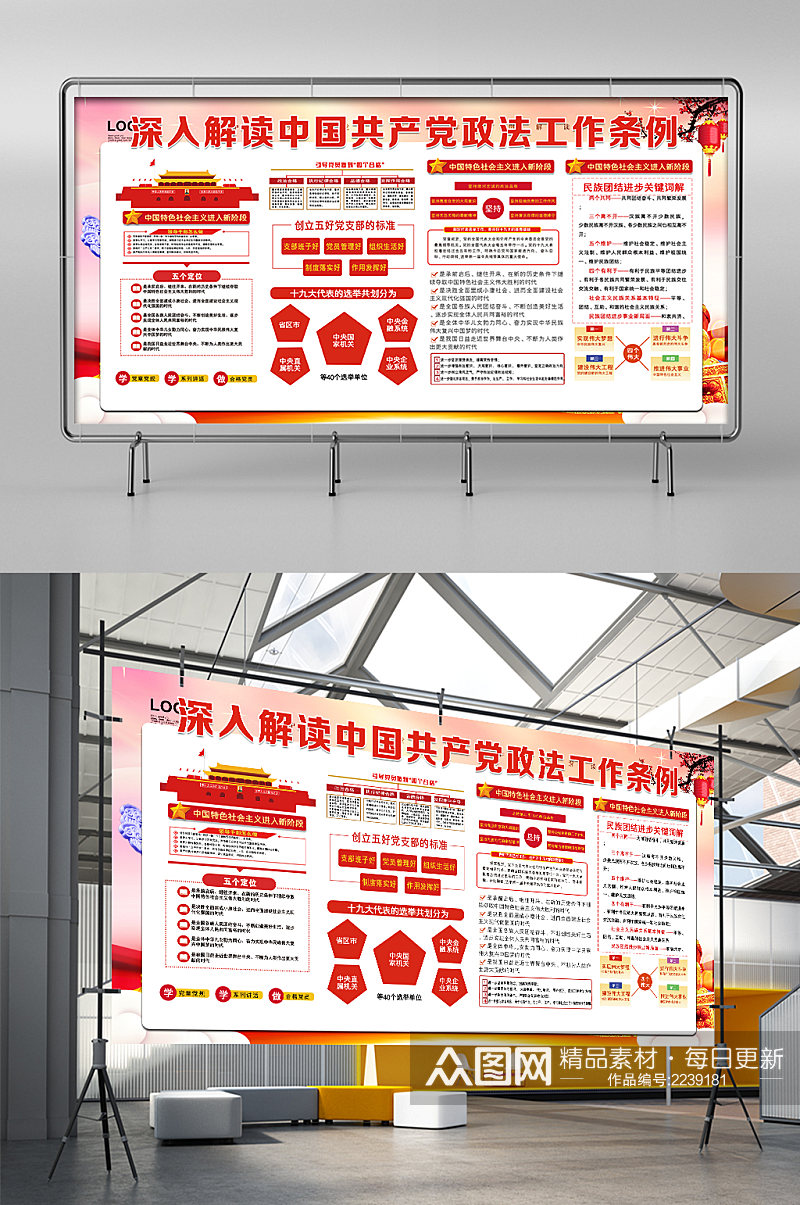 深入解读中国共产党政法工作条例展板展架素材