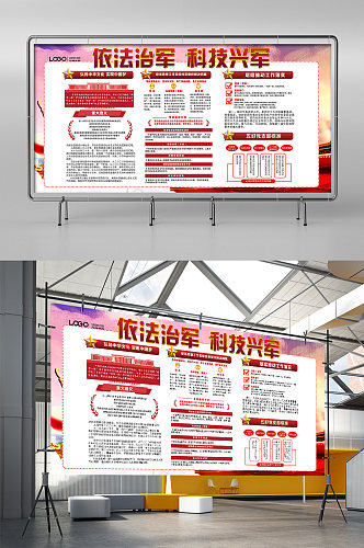 依法治军科技兴军展板展架