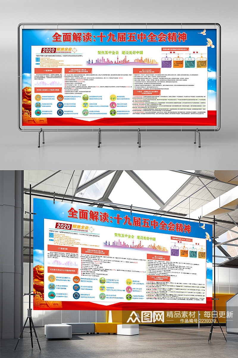 全面解读十九届五中全会精神展板展架素材