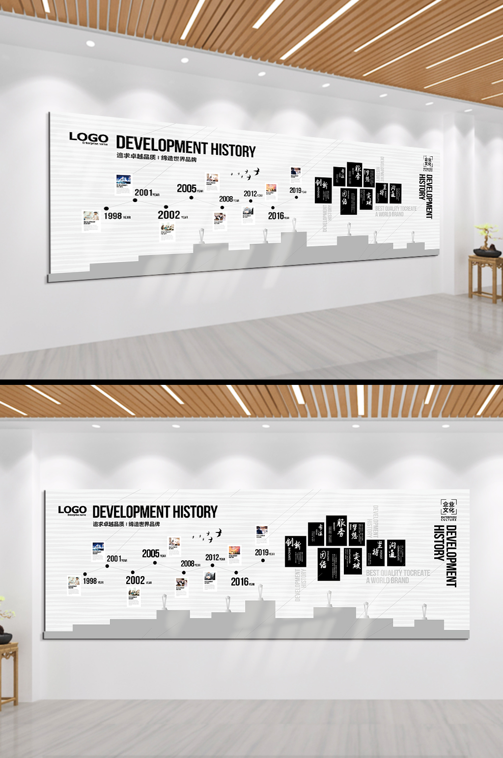 企业文化企业发展历程文化墙素材
