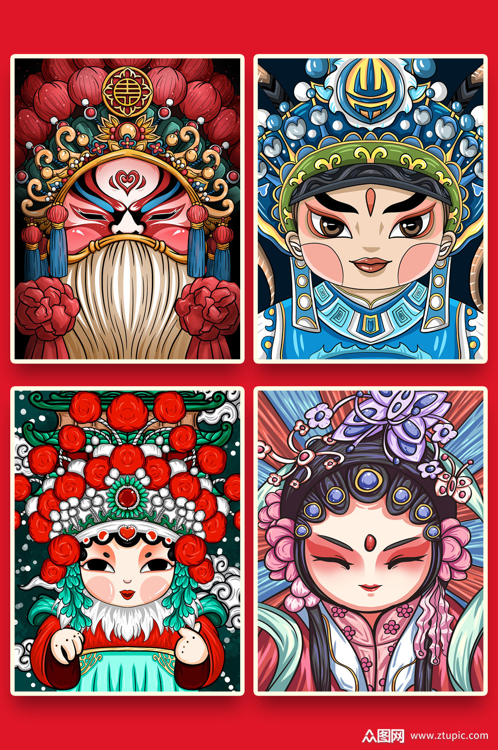 国潮戏曲人物京剧戏曲人物插画