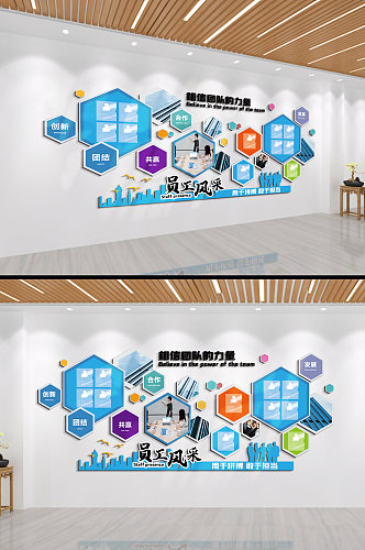 相信团队的力量企业员工风采文化墙