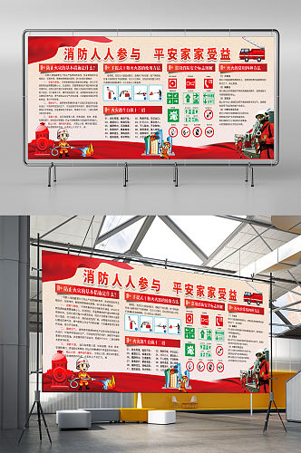 消防基本知识展板消防海报消防安全宣传展