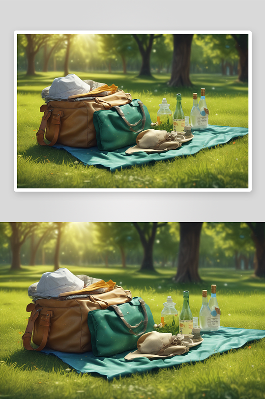 绿色草地上的浪漫野餐体验