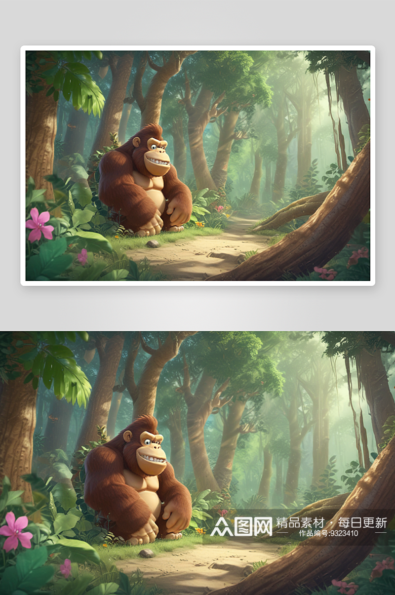 树林之王大金刚猩猩插画素材