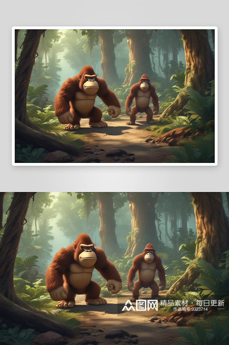 树林之王原始大金刚猩猩插画素材