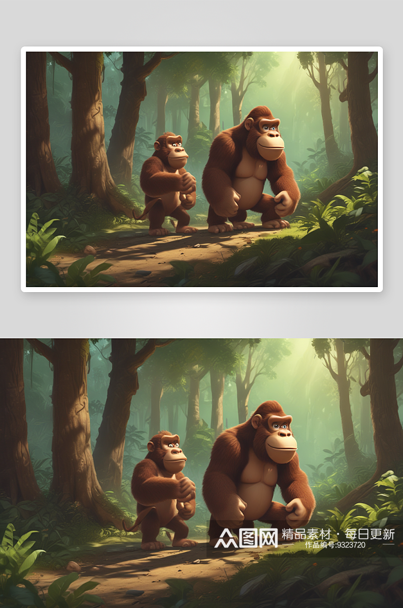 树林之王原始大金刚猩猩插画素材