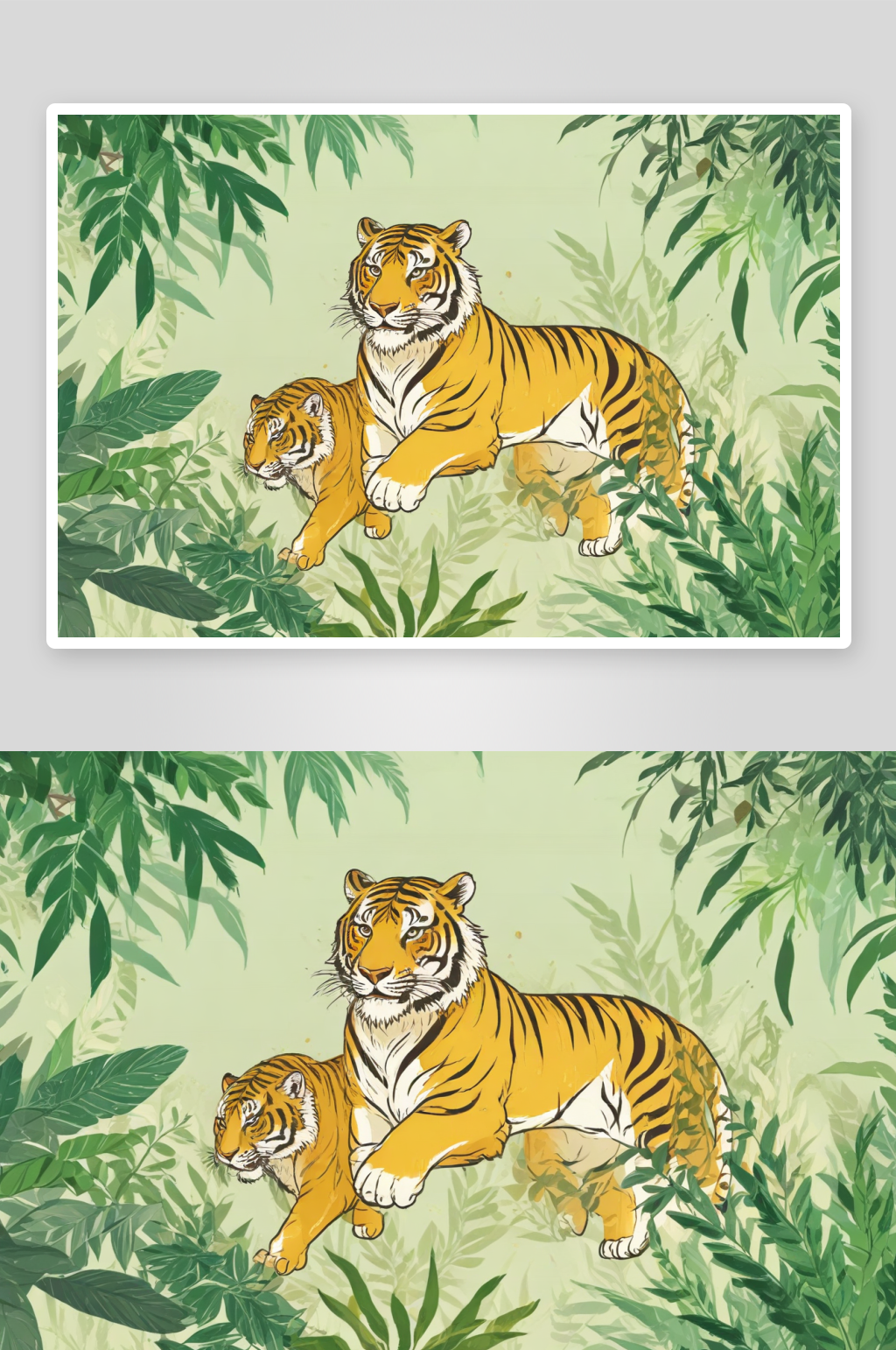 细节描绘的老虎动物插图素材