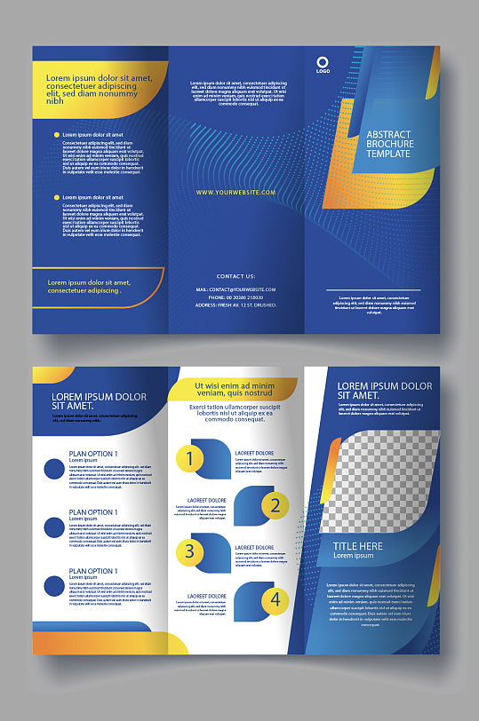 蓝色企业商务三折页