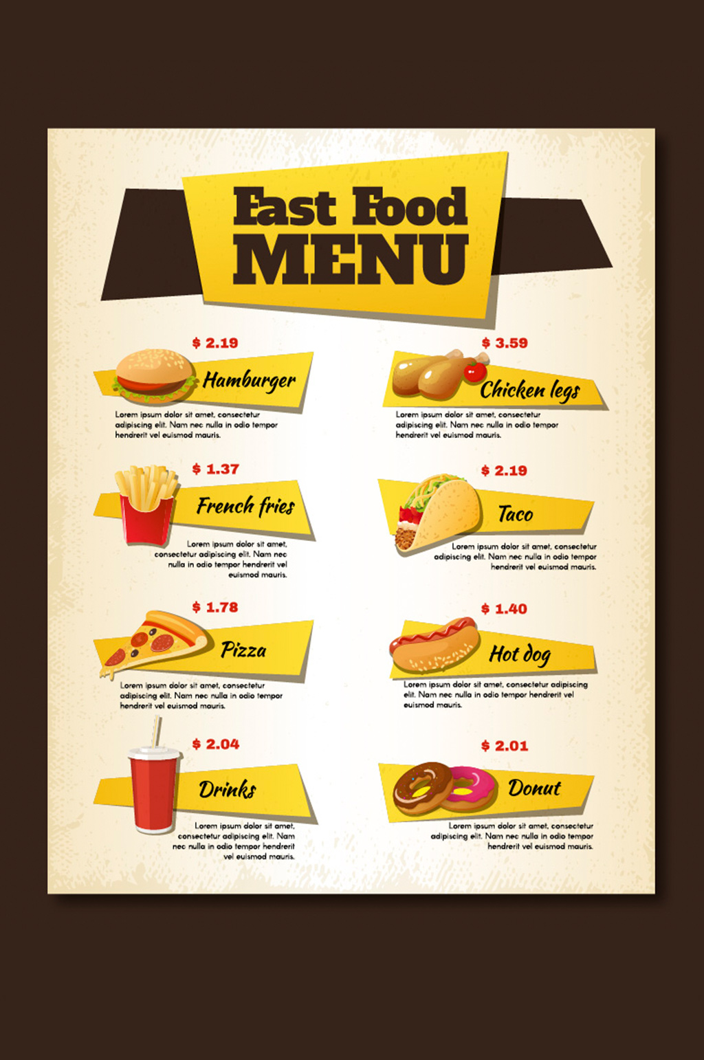 快餐店简约菜单设计