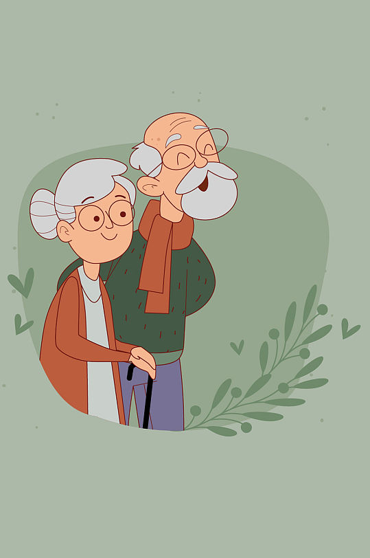 重阳节敬老卡通插画元素-众图网