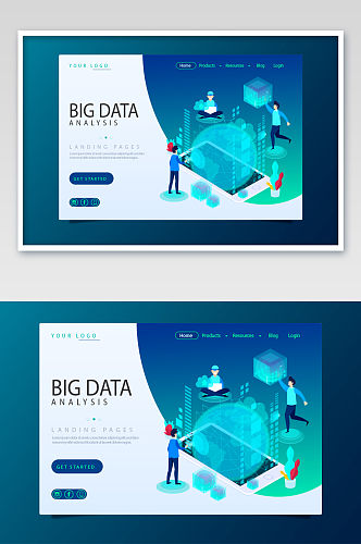 手机平板ui大数据网站landing页