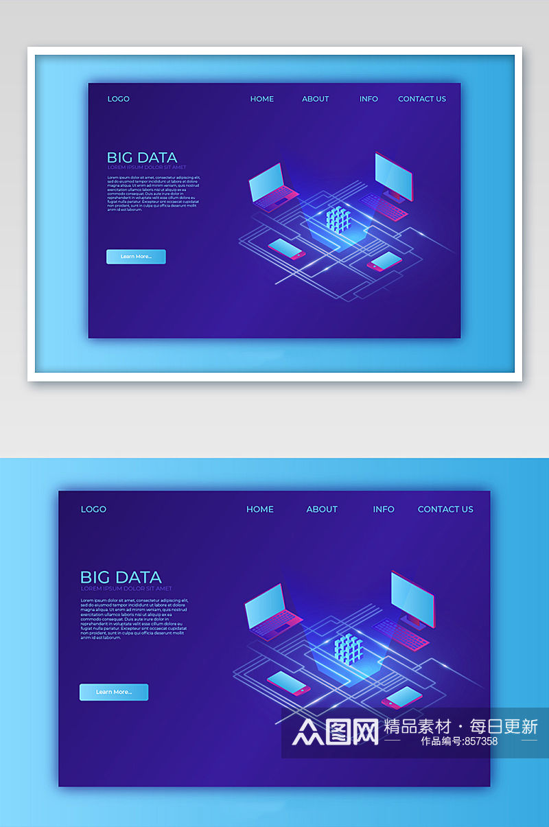 大数据界面网站landing页素材