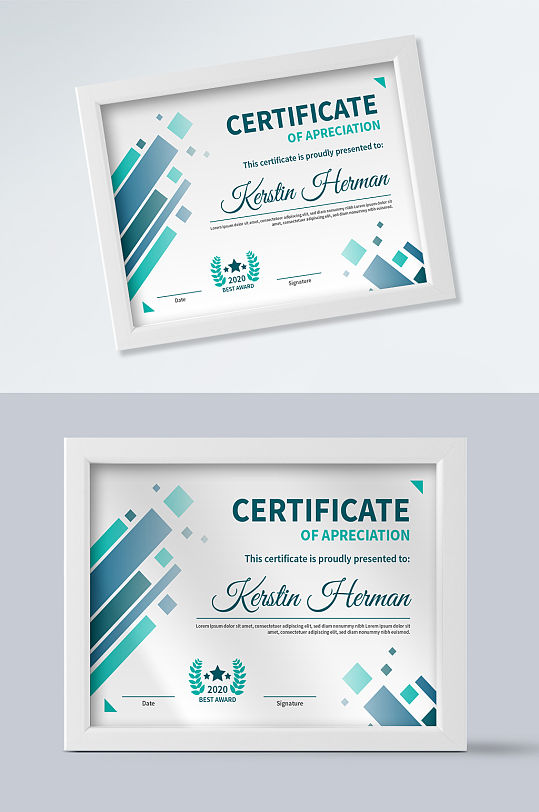 简约几何精美证书模板-众图网