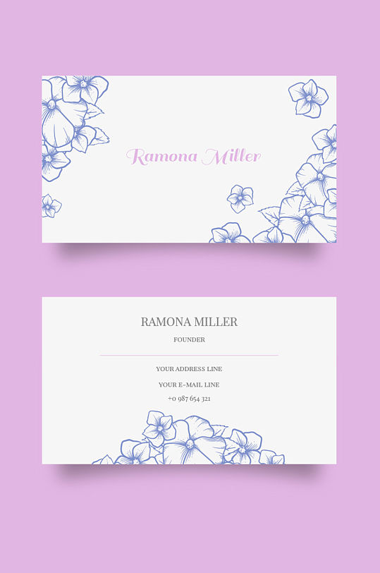 手绘花朵名片图片-手绘花朵名片设计素材-手绘花朵名片模板下载