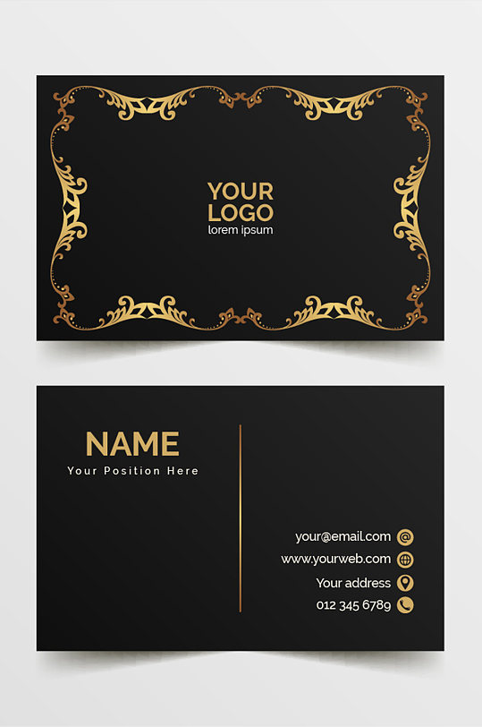 金色花纹商务质感名片