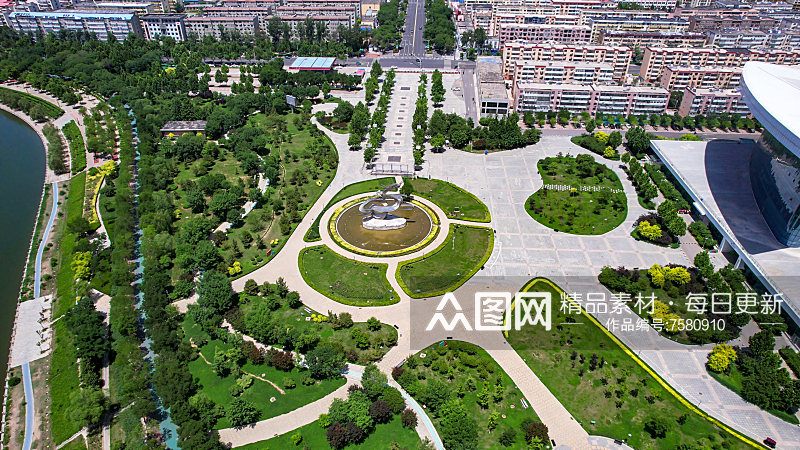 河北衡水城市绿化植物航拍素材