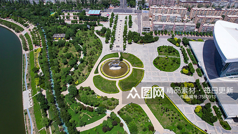 河北衡水城市绿化植物航拍素材