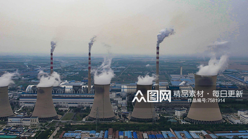 工业生产工厂烟囱环境污染素材