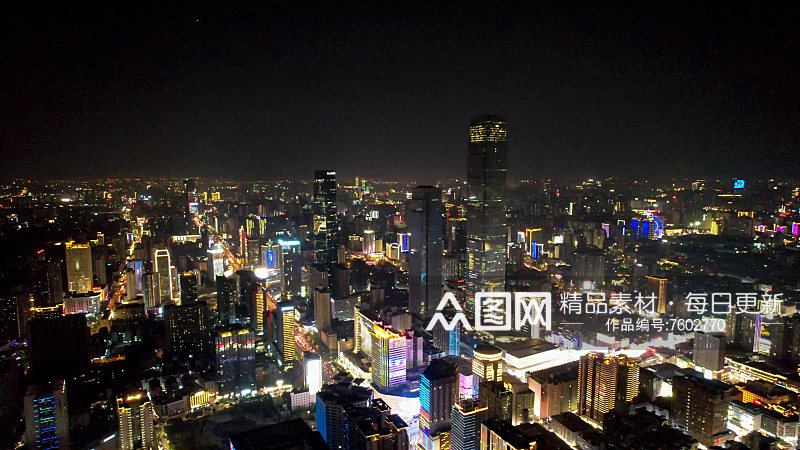 湖南长沙城市夜景交通航拍素材