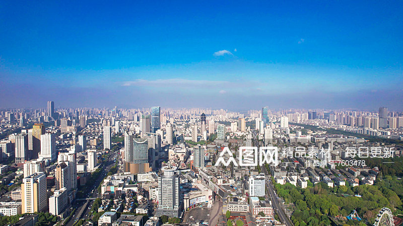 安徽合肥城市天际线蓝天白云素材