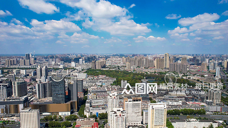 安徽合肥城市天际线蓝天白云素材