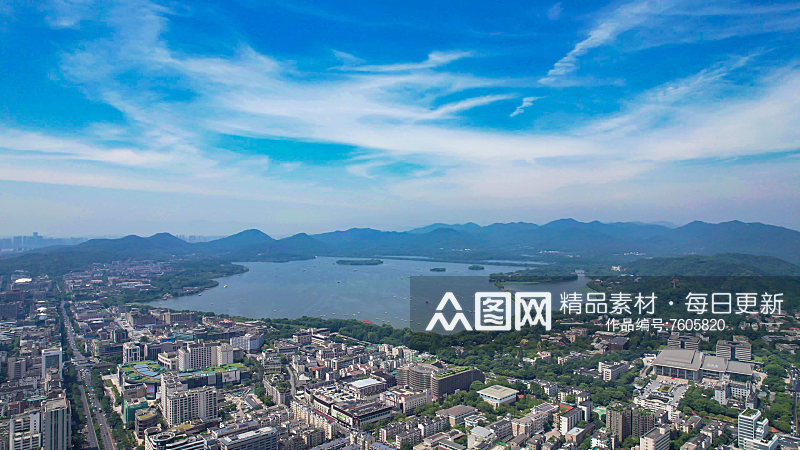 浙江杭州城市风光高楼建筑航拍素材