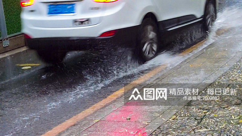下雨素材素材雨水雨滴街道马路下雨素材