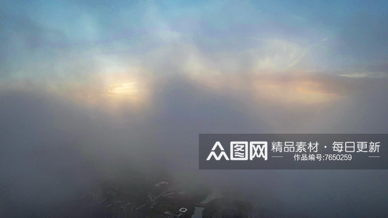 清晨云雾缭绕日出温州航拍素材