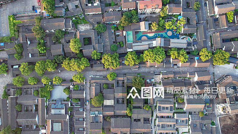 俯拍浙江绍兴鲁迅故居5A景区素材