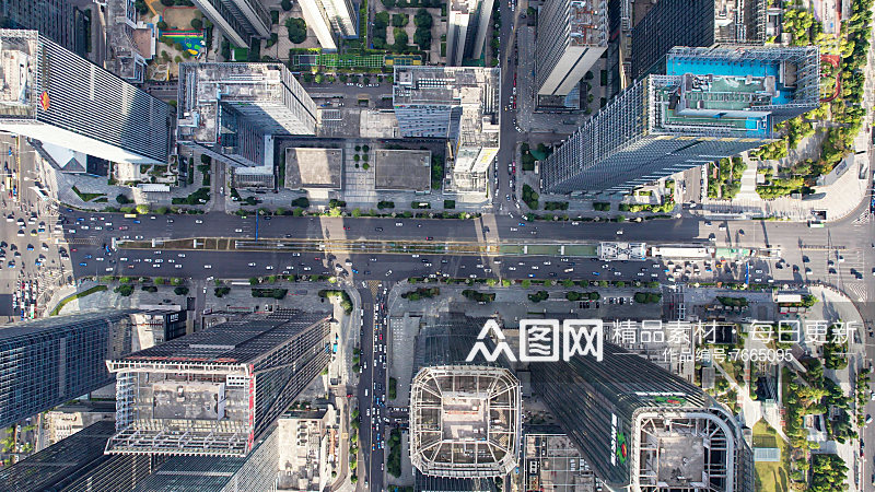 俯拍城市高楼建筑公路道路交通图素材
