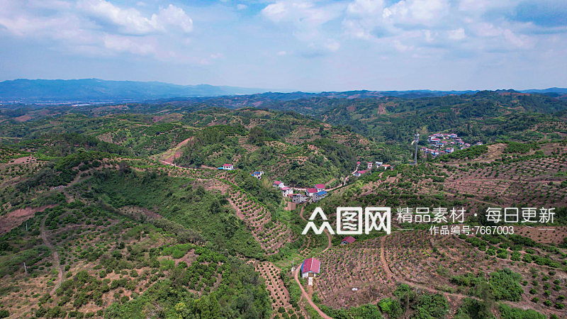 山川丘陵水果种植水果基地航拍素材