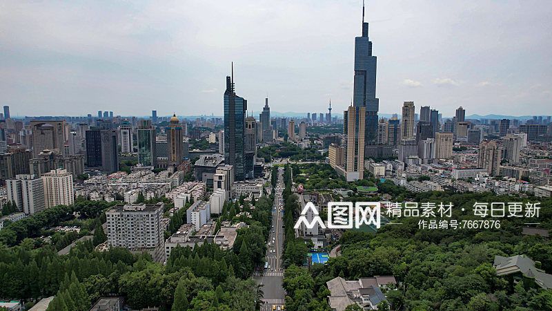 江苏南京城市风光航拍建筑高楼素材