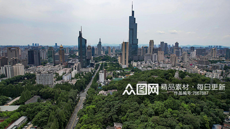 江苏南京城市风光航拍建筑高楼素材
