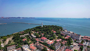 山东烟台烟台山景区航拍素材下载-众图网