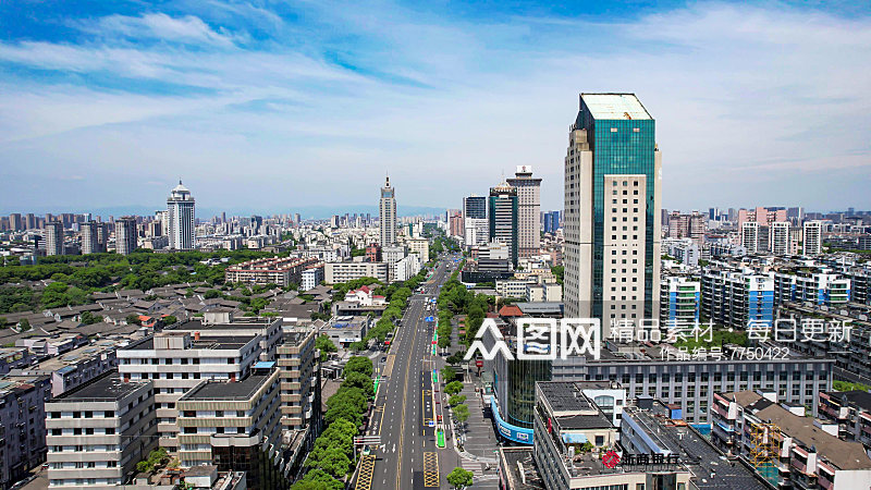 浙江宁波城市交通中山路航拍素材