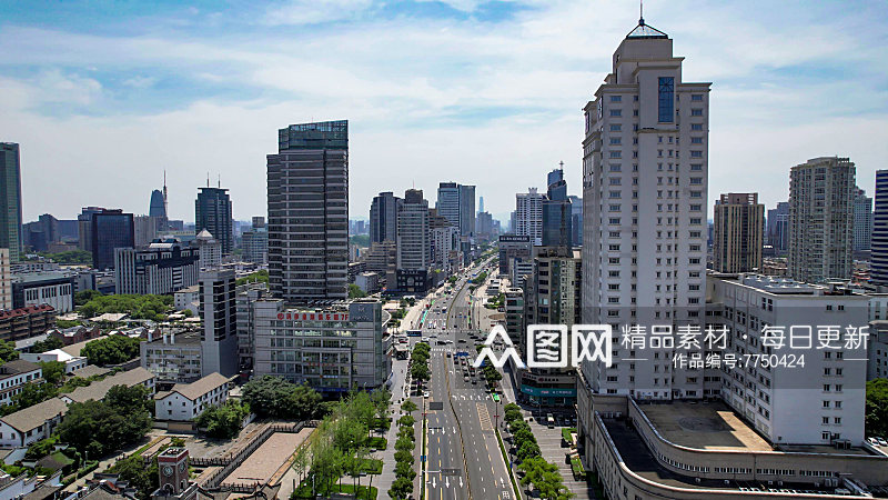 浙江宁波城市交通中山路航拍素材