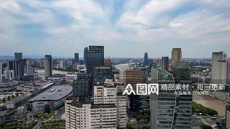 浙江宁波城市交通中山路航拍素材